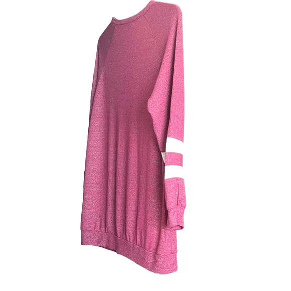 NO MFG. TAG LONG RAGLAN SLV CREW NECK TOP, WOMENS, 14W, VARIEGATED PINK & WHITE - Picture 5 of 10